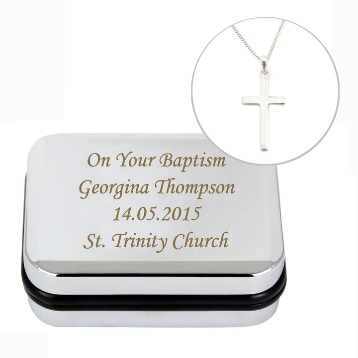 Buy Personalised Box with Silver Cross Necklace available now at www.giftsfinder.co.uk