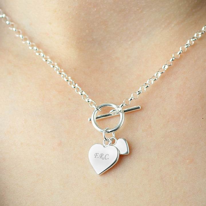 Buy Personalised Hearts T-Bar Necklace available now at www.giftsfinder.co.uk