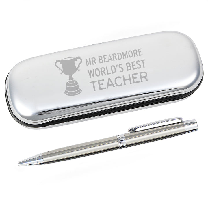 Personalised Teacher Trophy Pen and Box Set in gift category Personalised Teacher Gifts