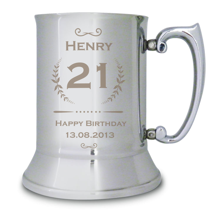 Buy Personalised Age Crest Stainless Steel Tankard available now at www.giftsfinder.co.uk