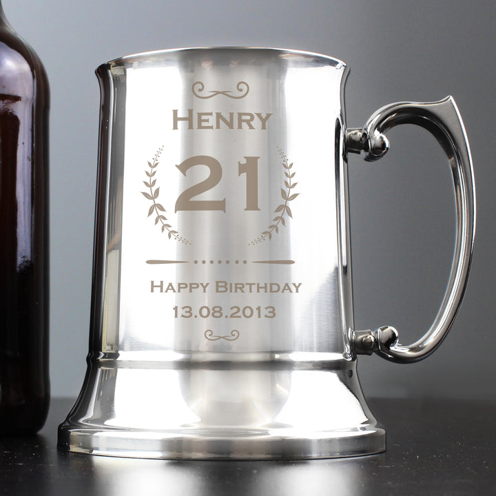 Buy Personalised Age Crest Stainless Steel Tankard available now at www.giftsfinder.co.uk