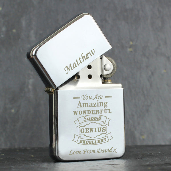 Personalised Vintage Typography Lighter in gift category Personalised Lighters