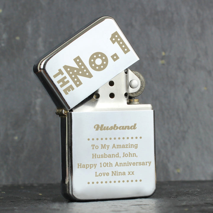 Buy Personalised The No.1 Silver Lighter at www.giftsfinder.co.uk