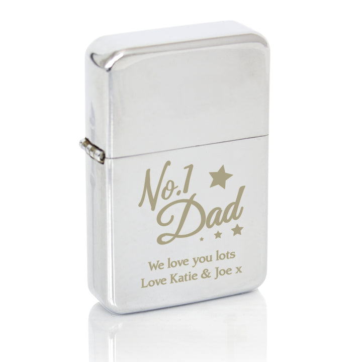 Buy Personalised No.1 Dad Silver Lighter at www.giftsfinder.co.uk