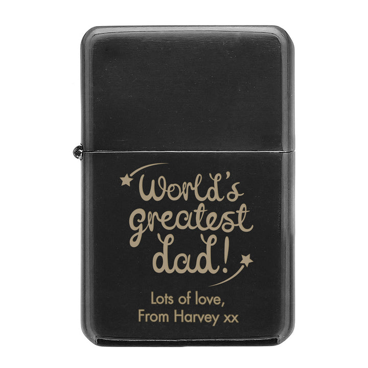 Buy Personalised 'World's Greatest Dad' Black Lighter at www.giftsfinder.co.uk