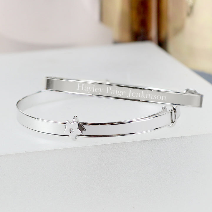 Personalised Sterling Silver Childs Expanding Diamante Star Bracelet - part of the Bracelets collection