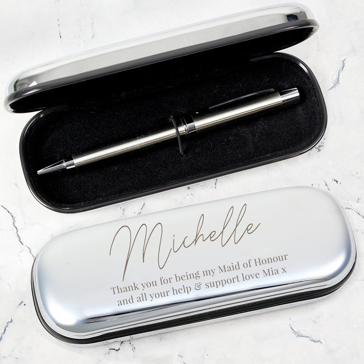 Buy Personalised Free Text Pen and Box Set at www.giftsfinder.co.uk