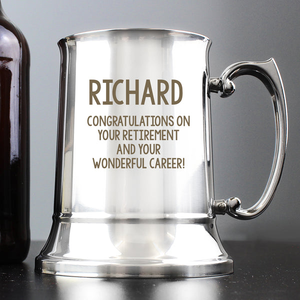 Buy Personalised Free Text Stainless Steel Tankard at www.giftsfinder.co.uk