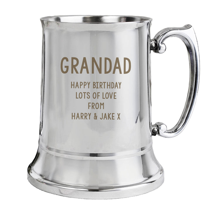 Buy Personalised Free Text Stainless Steel Tankard at www.giftsfinder.co.uk