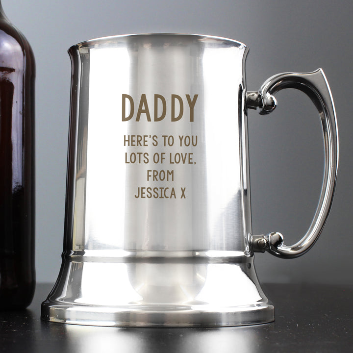 Buy Personalised Free Text Stainless Steel Tankard at www.giftsfinder.co.uk