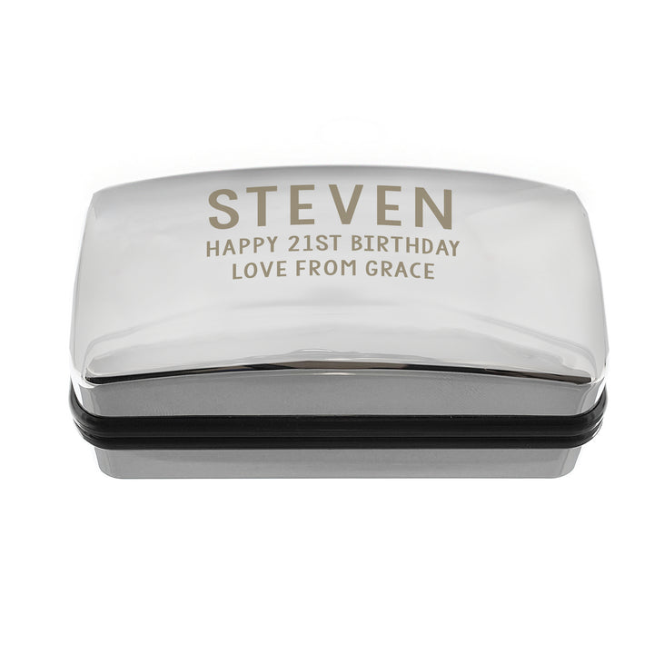 Buy Personalised Free Text Cufflink Box at www.giftsfinder.co.uk