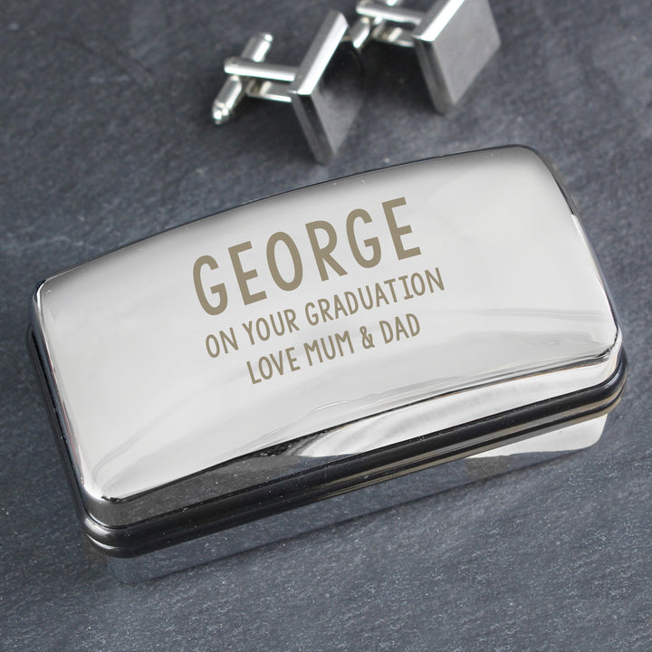 Buy Personalised Free Text Cufflink Box at www.giftsfinder.co.uk