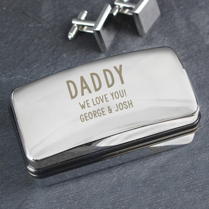 Buy Personalised Free Text Cufflink Box at www.giftsfinder.co.uk