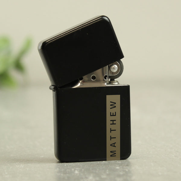 Buy Personalised Name Only Black Lighter - Father's Day gift at www.giftsfinder.co.uk