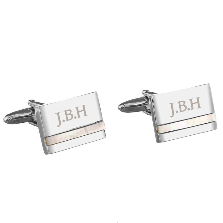 Buy Personalised Mother of Pearl Cufflinks available now at www.giftsfinder.co.uk