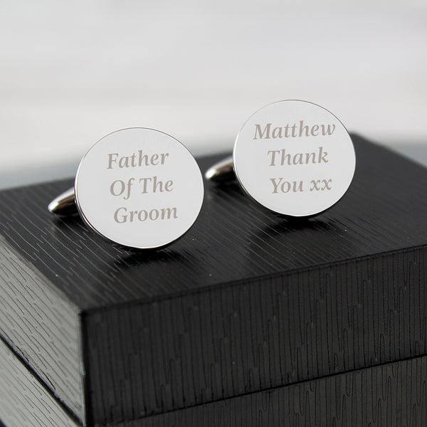 Buy Personalised Any Message Round Cufflinks available now at www.giftsfinder.co.uk