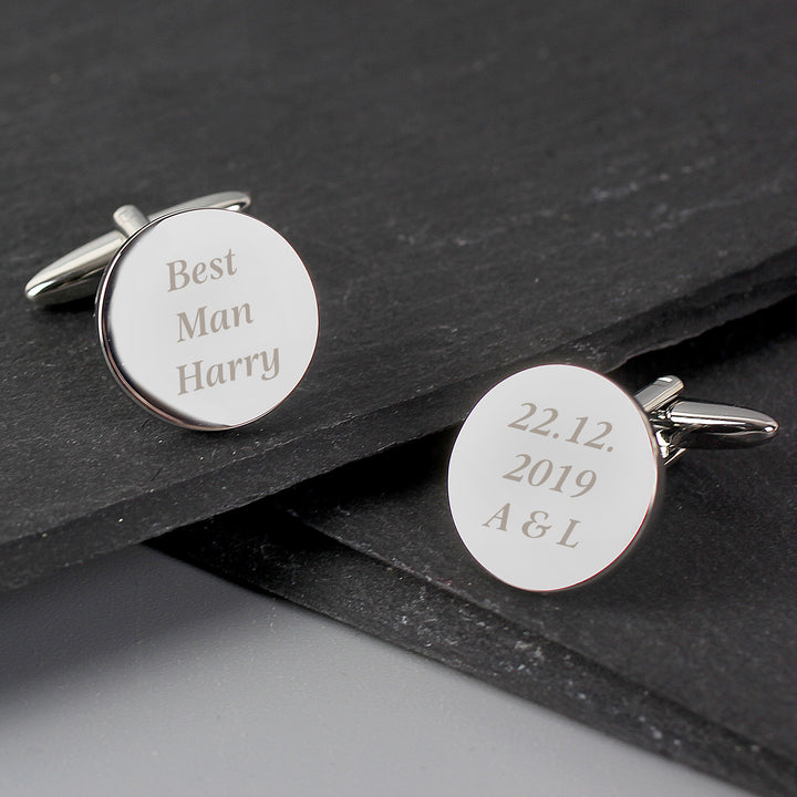 Buy Personalised Any Message Round Cufflinks available now at www.giftsfinder.co.uk