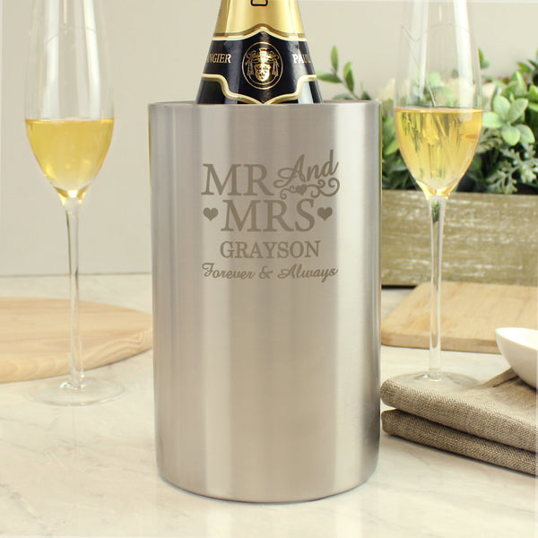 Buy Personalised Mr & Mrs Wine Cooler at www.giftsfinder.co.uk