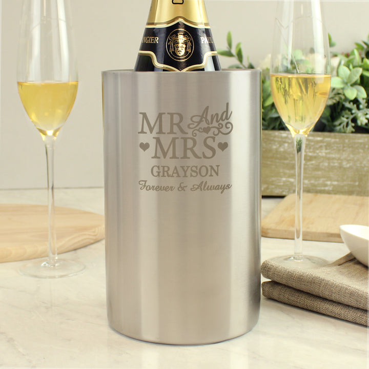 Personalised Mr & Mrs Wine Cooler - part of the Gifts Finder Personalised Wedding Gifts collection