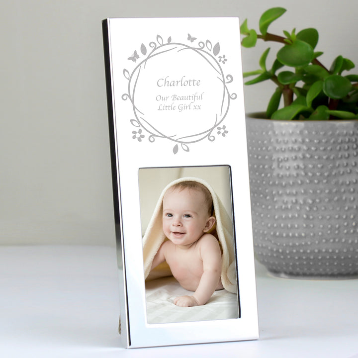 Personalised Small Butterfly Swirl 2x3 Silver Photo Frame in gift category Personalised Photo Frames