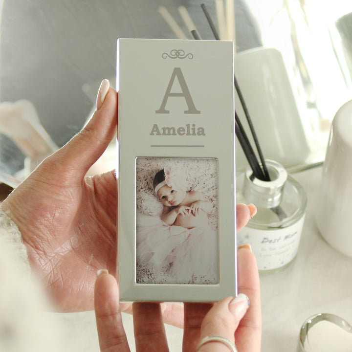 Personalised Small Initial 2x3 Silver Photo Frame in gift category Personalised Photo Frames