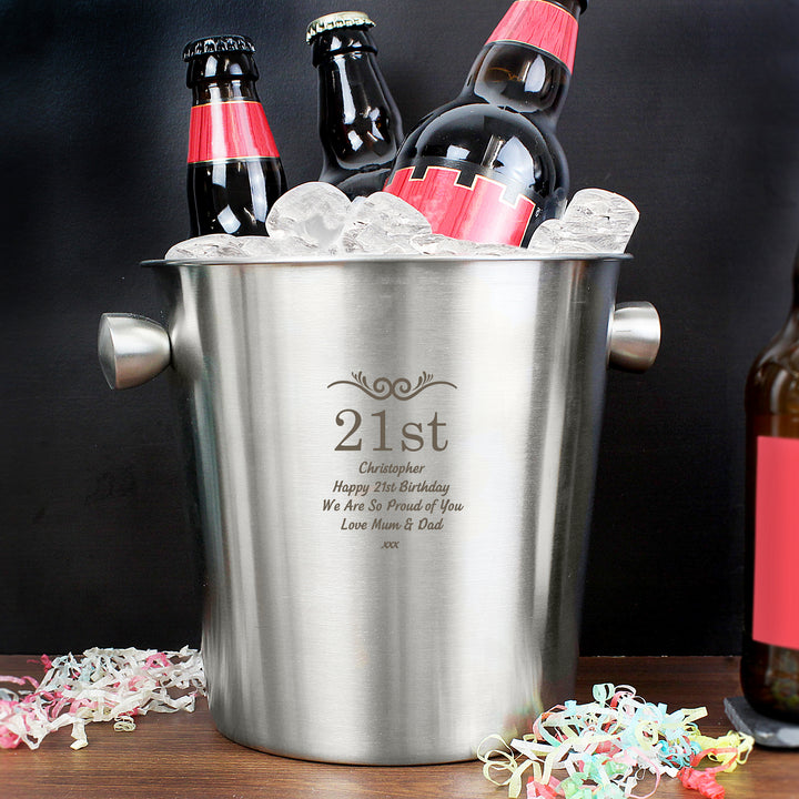 Buy Personalised Number Frame Stainless Steel Ice Bucket at www.giftsfinder.co.uk