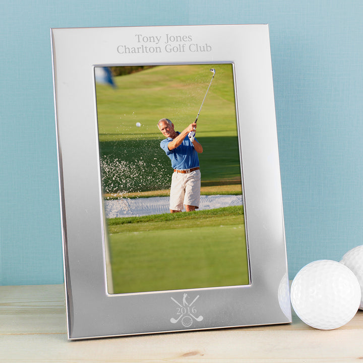 Personalised Golf 6x4 Inch Silver Photo Frame - part of the Gifts Finder Photo Frames, Albums and Guestbooks collection