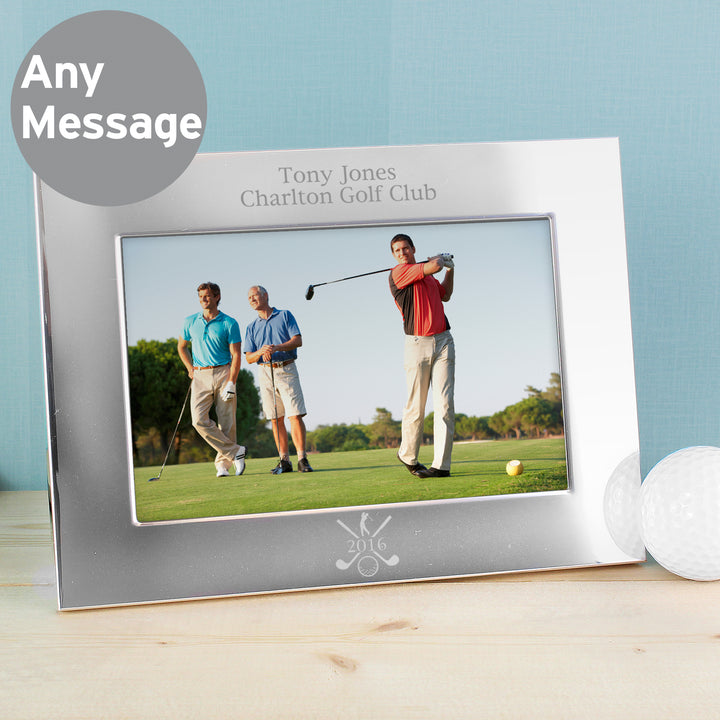 Personalised Golf 6x4 Inch Landscape Silver Photo Frame - part of the Gifts Finder Personalised Photo Frames collection