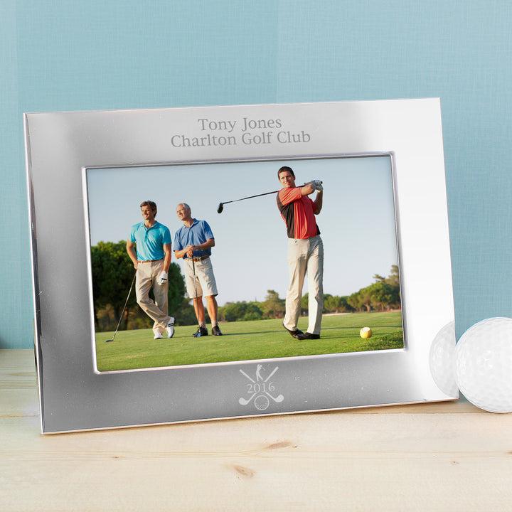 Personalised Golf 6x4 Inch Landscape Silver Photo Frame - part of the Gifts Finder Personalised Photo Frames collection