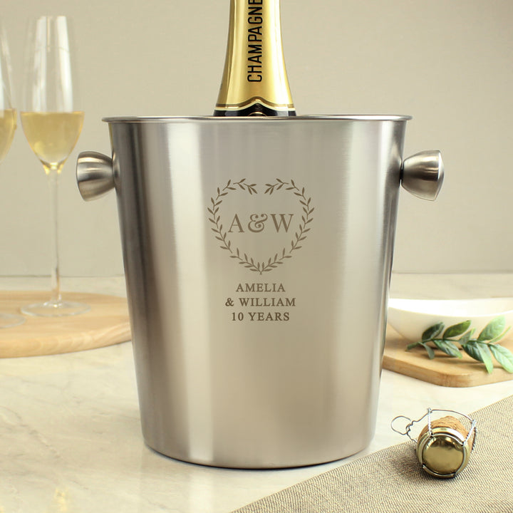 Personalised Stainless Steel Ice Bucket - Great For Anniversaries, Weddings & Special Moments in gift category Personalised Ice Buckets