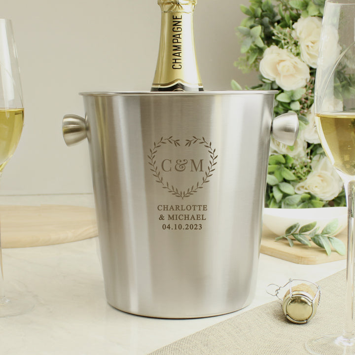 Personalised Stainless Steel Ice Bucket - Great For Anniversaries, Weddings & Special Moments in gift category Personalised Ice Buckets