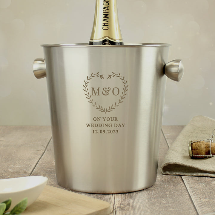 Personalised Stainless Steel Ice Bucket - Great For Anniversaries, Weddings & Special Moments in gift category Personalised Ice Buckets