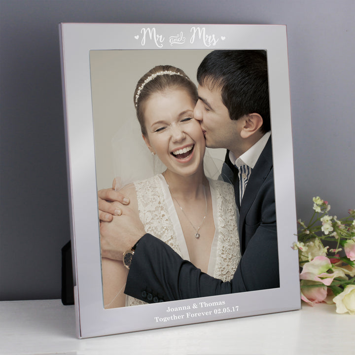 Personalised Mr & Mrs 8x10 Inch Silver Photo Frame - part of the Gifts Finder Personalised Photo Frames collection