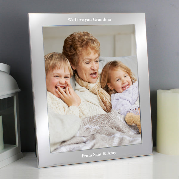 Buy Personalised Any Message 8x10 Silver Photo Frame at www.giftsfinder.co.uk