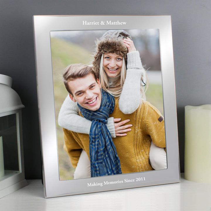 Buy Personalised Any Message 8x10 Silver Photo Frame at www.giftsfinder.co.uk