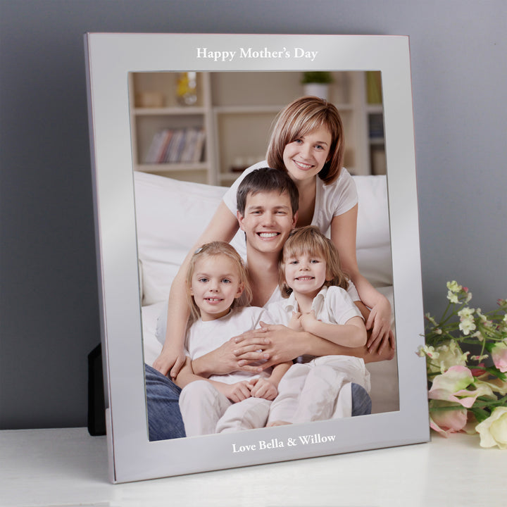 Buy Personalised Any Message 8x10 Silver Photo Frame at www.giftsfinder.co.uk