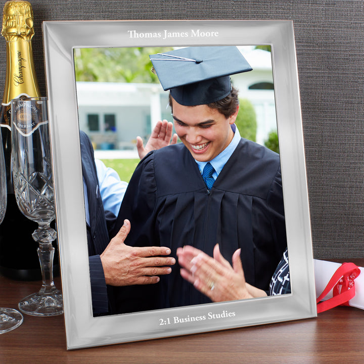 Buy Personalised Any Message 8x10 Silver Photo Frame at www.giftsfinder.co.uk