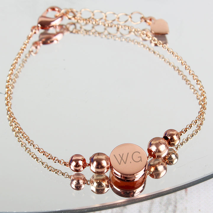 Buy Personalised Rose Gold Tone Initials Disc Bracelet at www.giftsfinder.co.uk