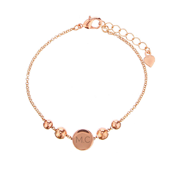 Buy Personalised Rose Gold Tone Initials Disc Bracelet at www.giftsfinder.co.uk