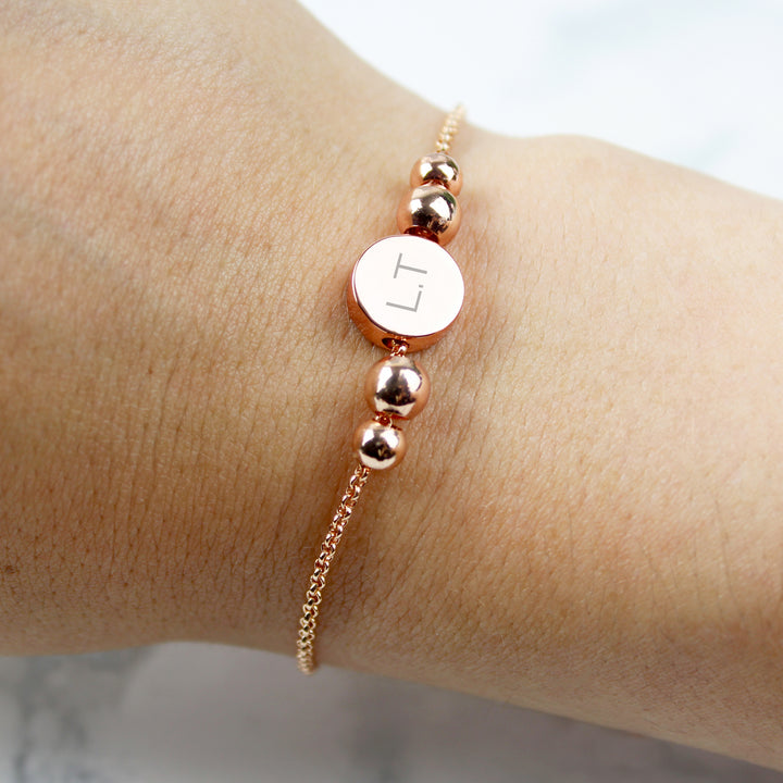 Buy Personalised Rose Gold Tone Initials Disc Bracelet at www.giftsfinder.co.uk