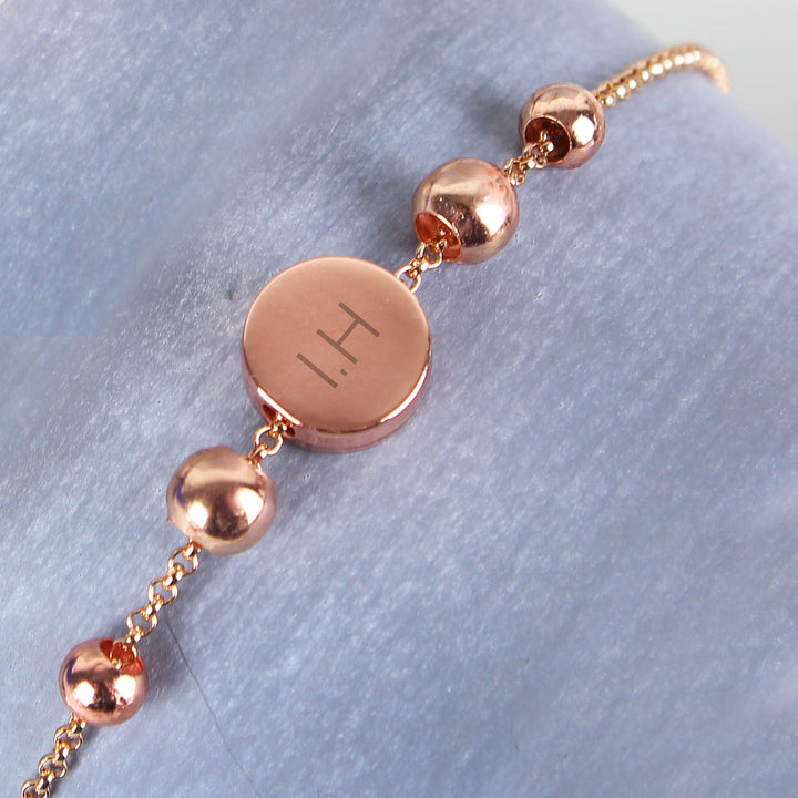 Buy Personalised Rose Gold Tone Initials Disc Bracelet at www.giftsfinder.co.uk