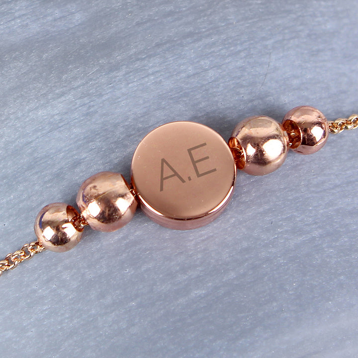 Buy Personalised Rose Gold Tone Initials Disc Bracelet at www.giftsfinder.co.uk