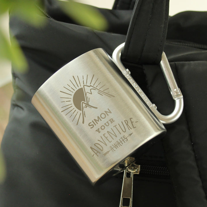 Buy Personalised 'Adventure Awaits' Stainless Steel Mug at www.giftsfinder.co.uk