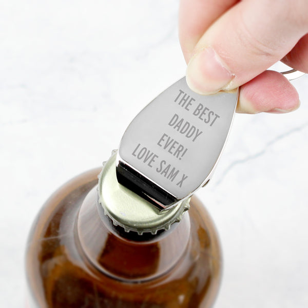 Buy Personalised Any Message Bottle Opener Keyring at www.giftsfinder.co.uk