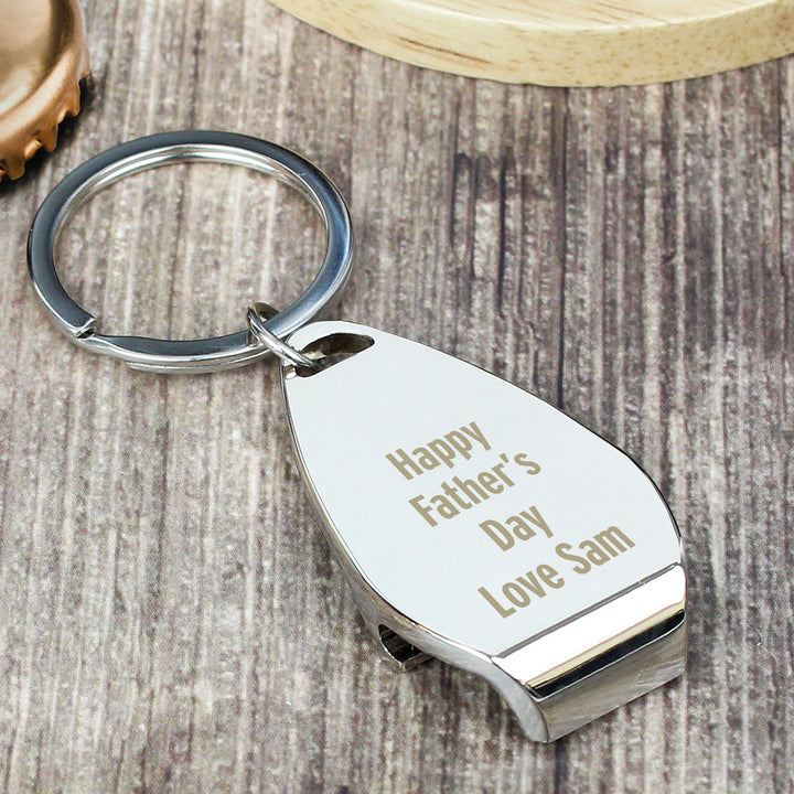 Personalised Any Message Bottle Opener Keyring - part of the Gifts Finder Personalised Keyrings collection