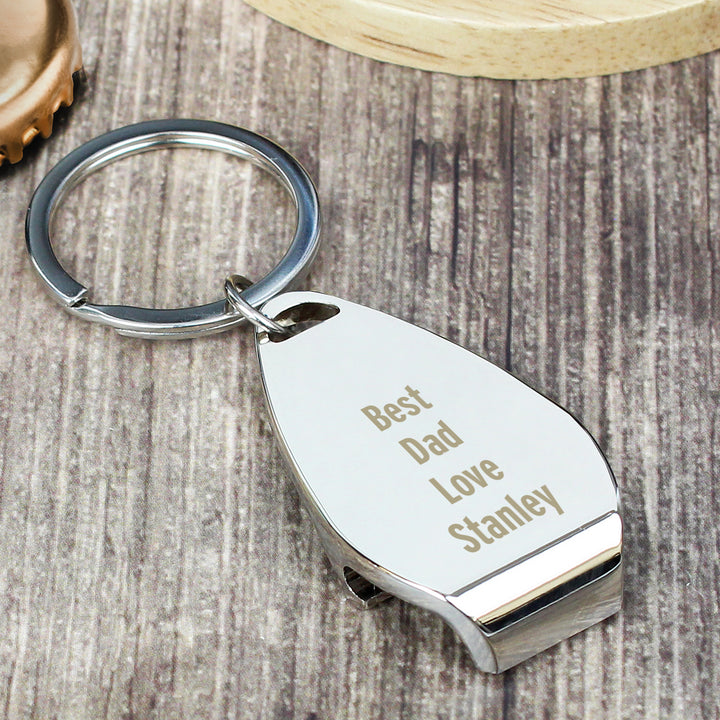 Personalised Any Message Bottle Opener Keyring - part of the Gifts Finder Personalised Keyrings collection