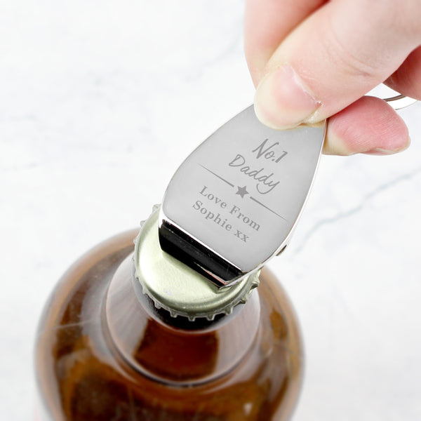 Buy Personalised No.1 Bottle Opener Keyring at www.giftsfinder.co.uk