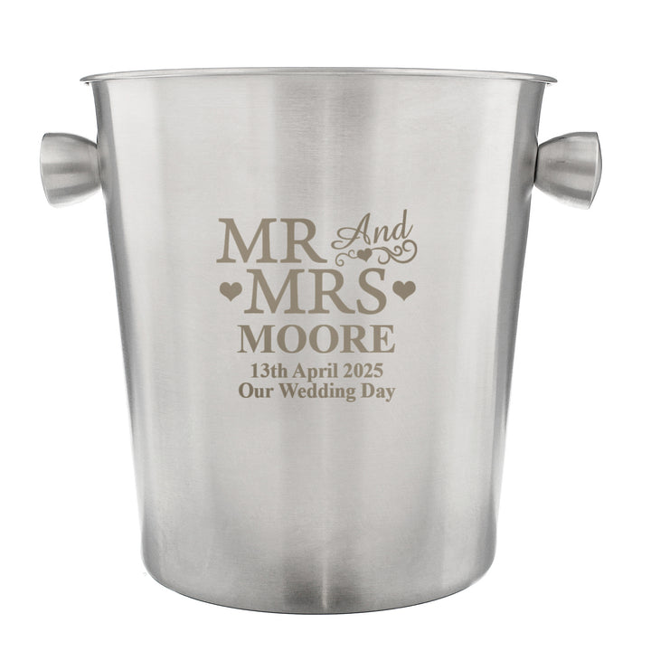 Buy Personalised Mr & Mrs Stainless Steel Ice Bucket at www.giftsfinder.co.uk