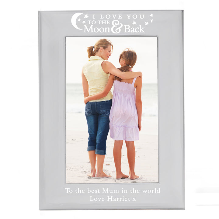 Buy Personalised To the Moon and Back... 4x6 Silver Photo Frame at www.giftsfinder.co.uk