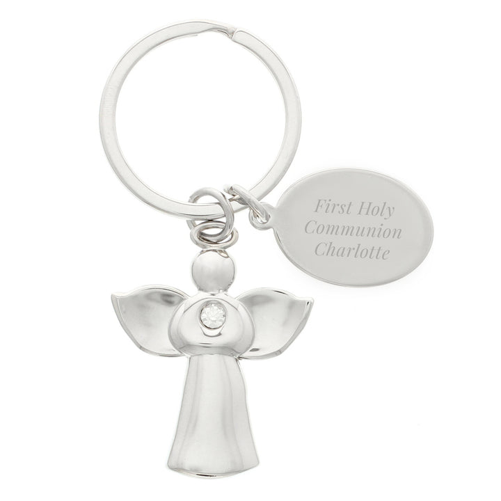 Buy Personalised Silver Plated Angel Keyring at www.giftsfinder.co.uk